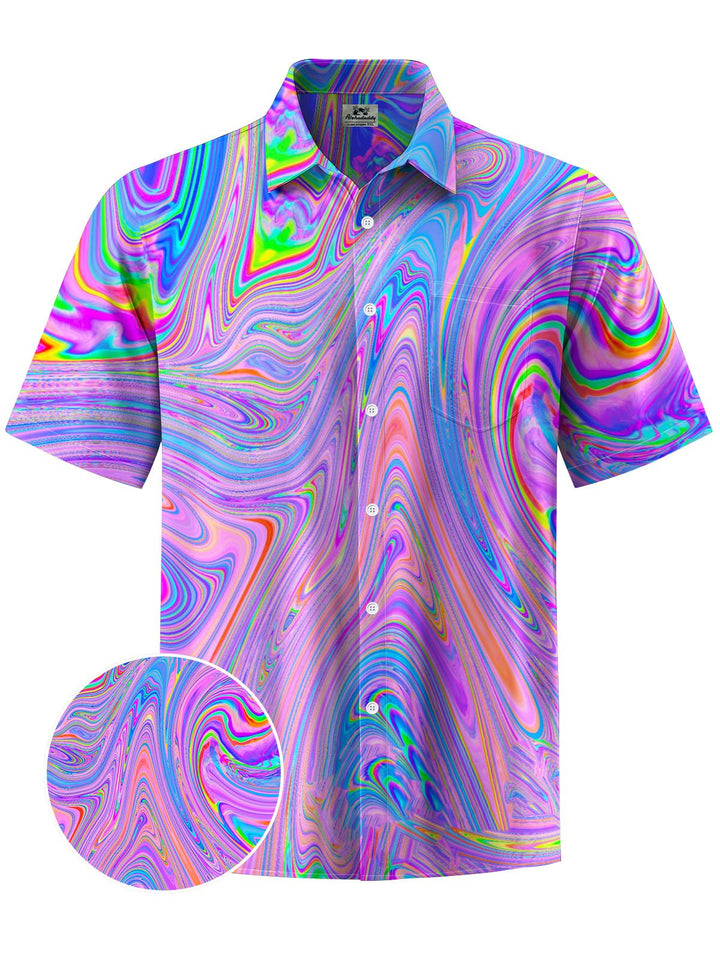 Alohadaddy® Hawaii Abstract Texture Print Chest Pocket Mens Short Sleeve Shirts Big &amp; Tall