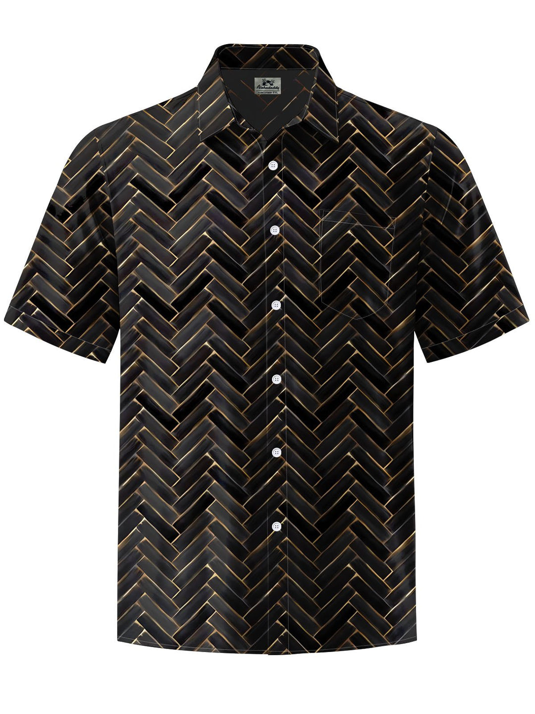 Alohadaddy® Vintage Geometric Print Chest Pocket Men&