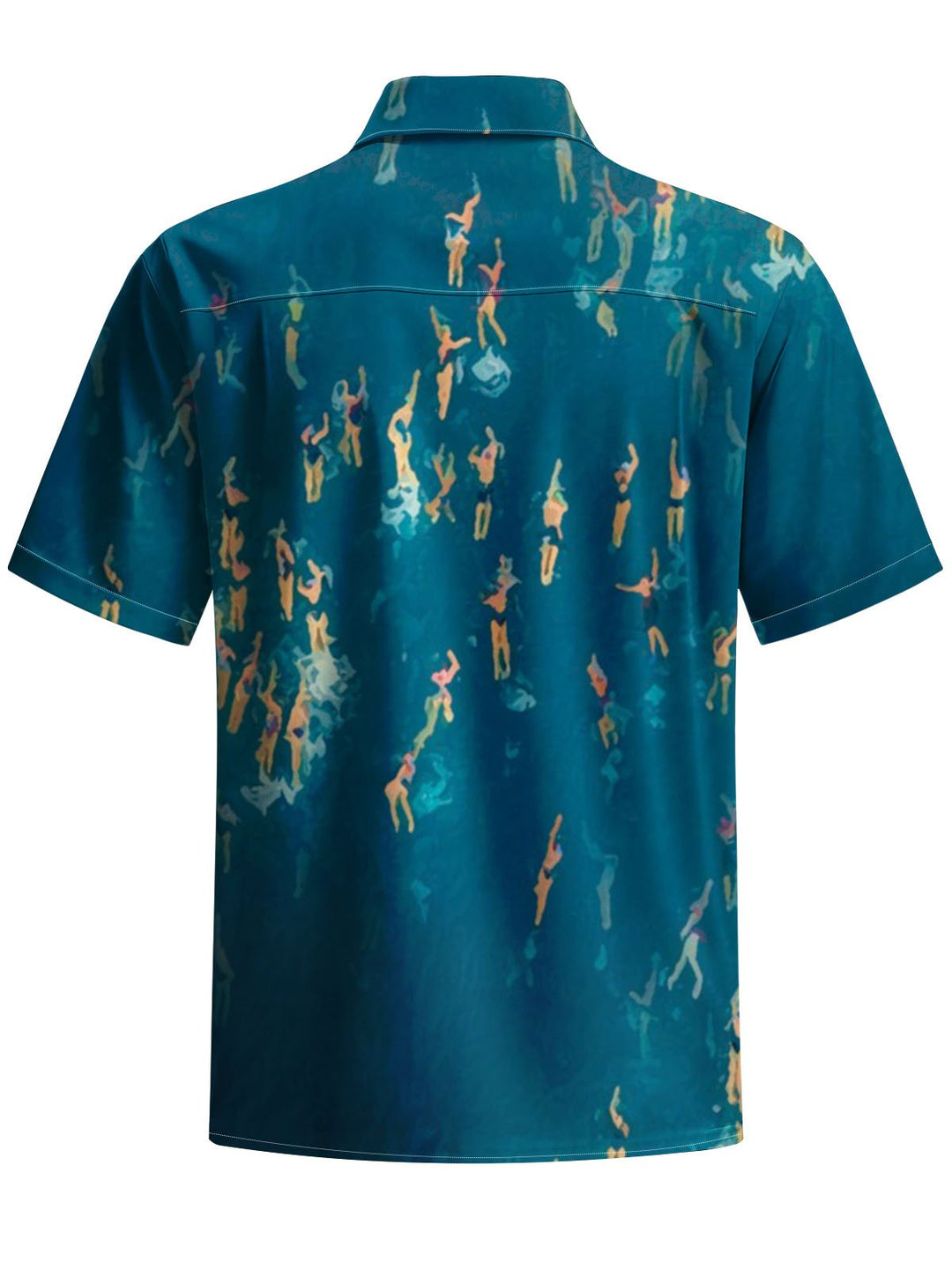 Alohadaddy® Vintage Swimming Painting Print Art Chest Pocket Mens Short Sleeve Shirt Big &amp; Tall
