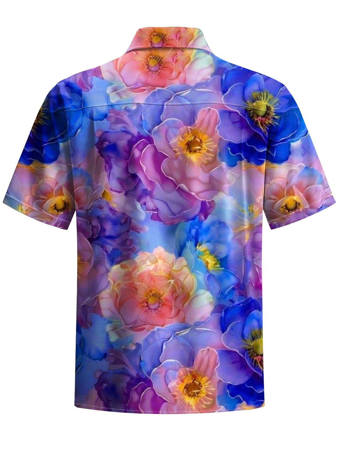 Alohadaddy® Hawaiian Flowers Art Print Chest Pocket Mens Short Sleeve Shirt Big &amp; Tall