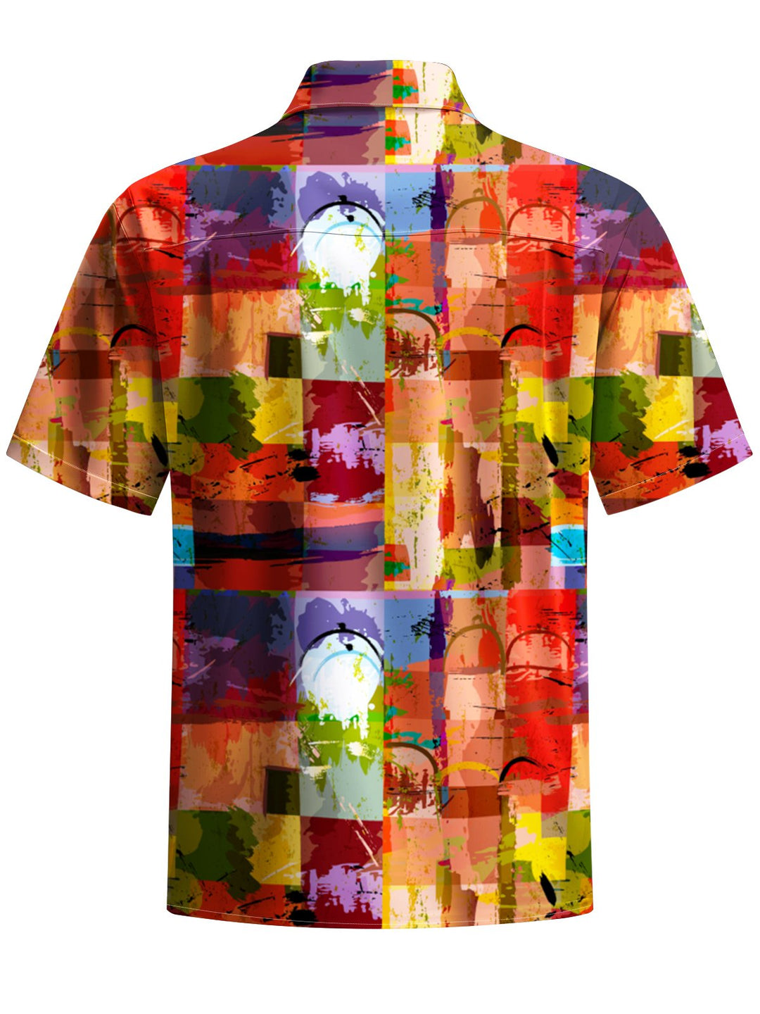 Alohadaddy® Vintage Geometric Art Print Moisture Wicking Chest Pocket Mens Short Sleeve Shirt Big &amp; Tall