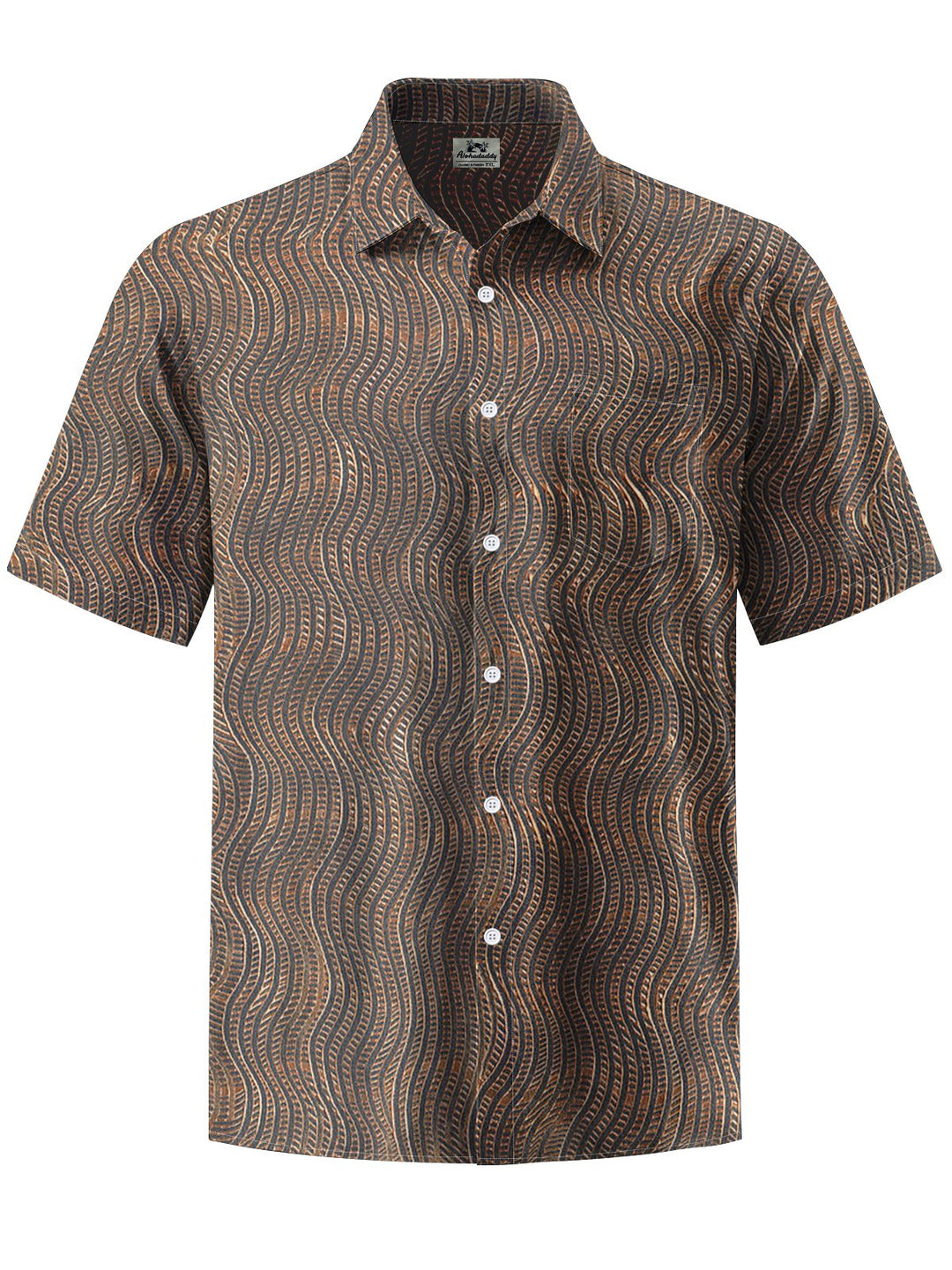 Alohadaddy® Vintage Striped Art Print Chest Pocket Men&