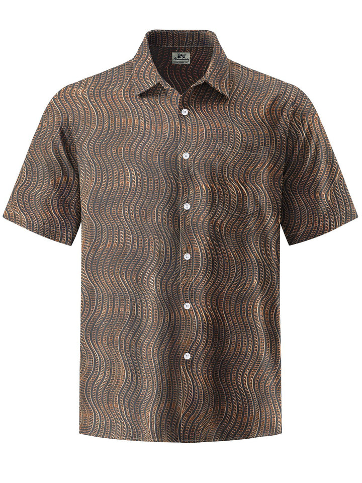 Alohadaddy® Vintage Striped Art Print Chest Pocket Men&