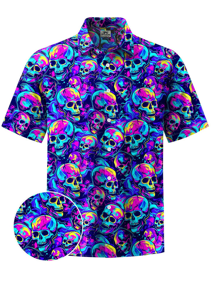Alohadaddy® Hawaiian Skull Art Print Moisture Wicking Men&