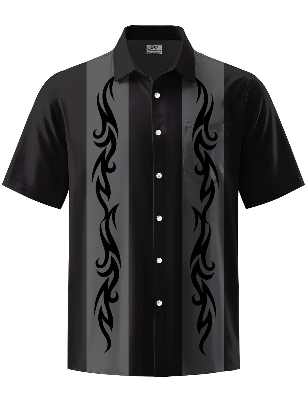 Alohadaddy® Casual Stripe Geometric Art Print Chest Pocket Men&