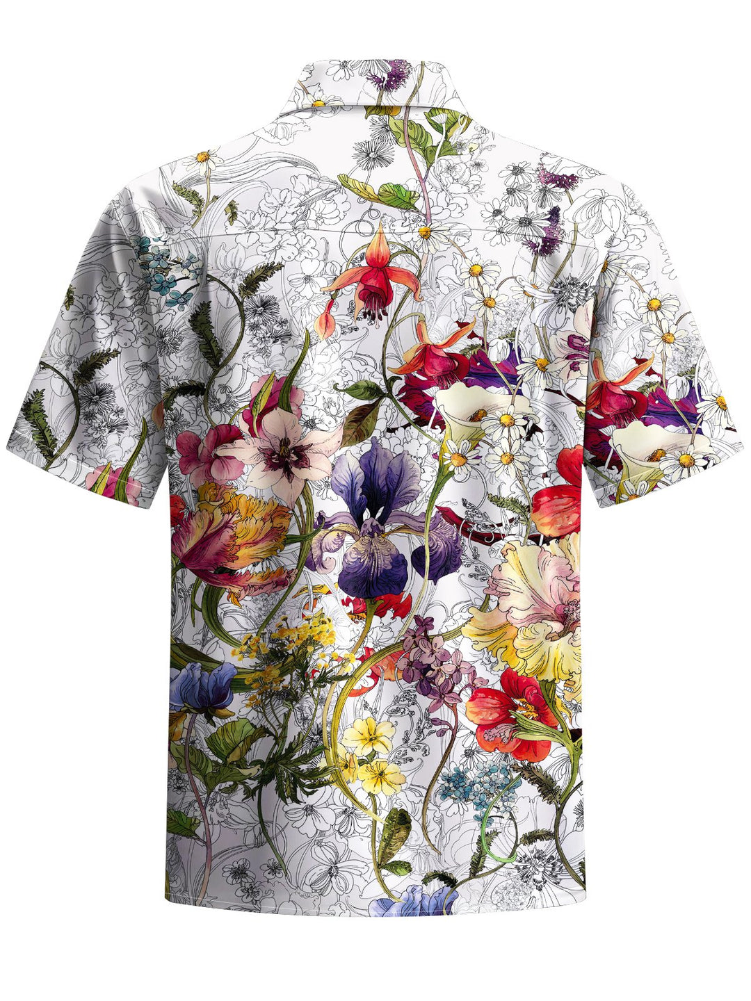 Alohadaddy® Hawaiian Flowers Art Print Chest Pocket Mens Short Sleeve Shirt Big &amp; Tall