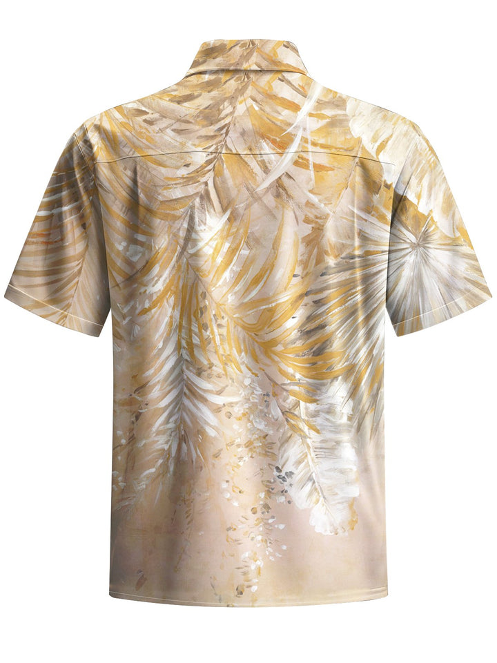 Alohadaddy® Hawaiian Palm Leaf Art Print Chest Pocket Mens Short Sleeve Shirt Big &amp; Tall