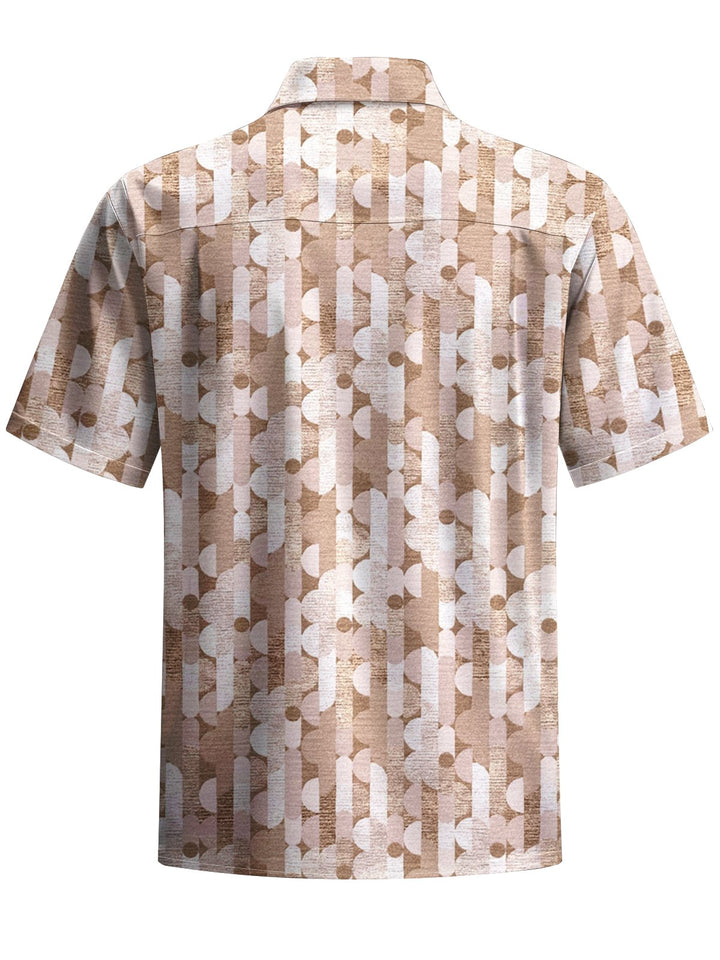 Alohadaddy® Casual Geometric Art Print Chest Pocket Men&