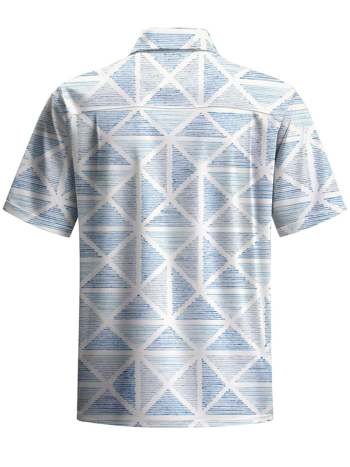 Alohadaddy® Casual Geometric Art Print Chest Pocket Men&