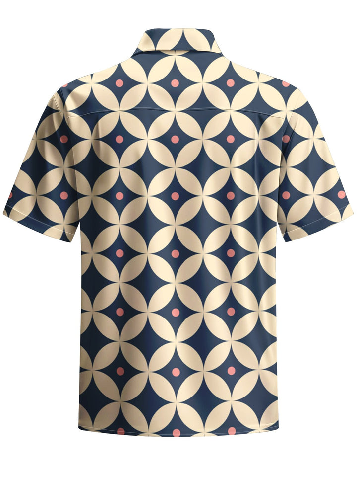 Alohadaddy® Casual Geometric Art Print Chest Pocket Men&
