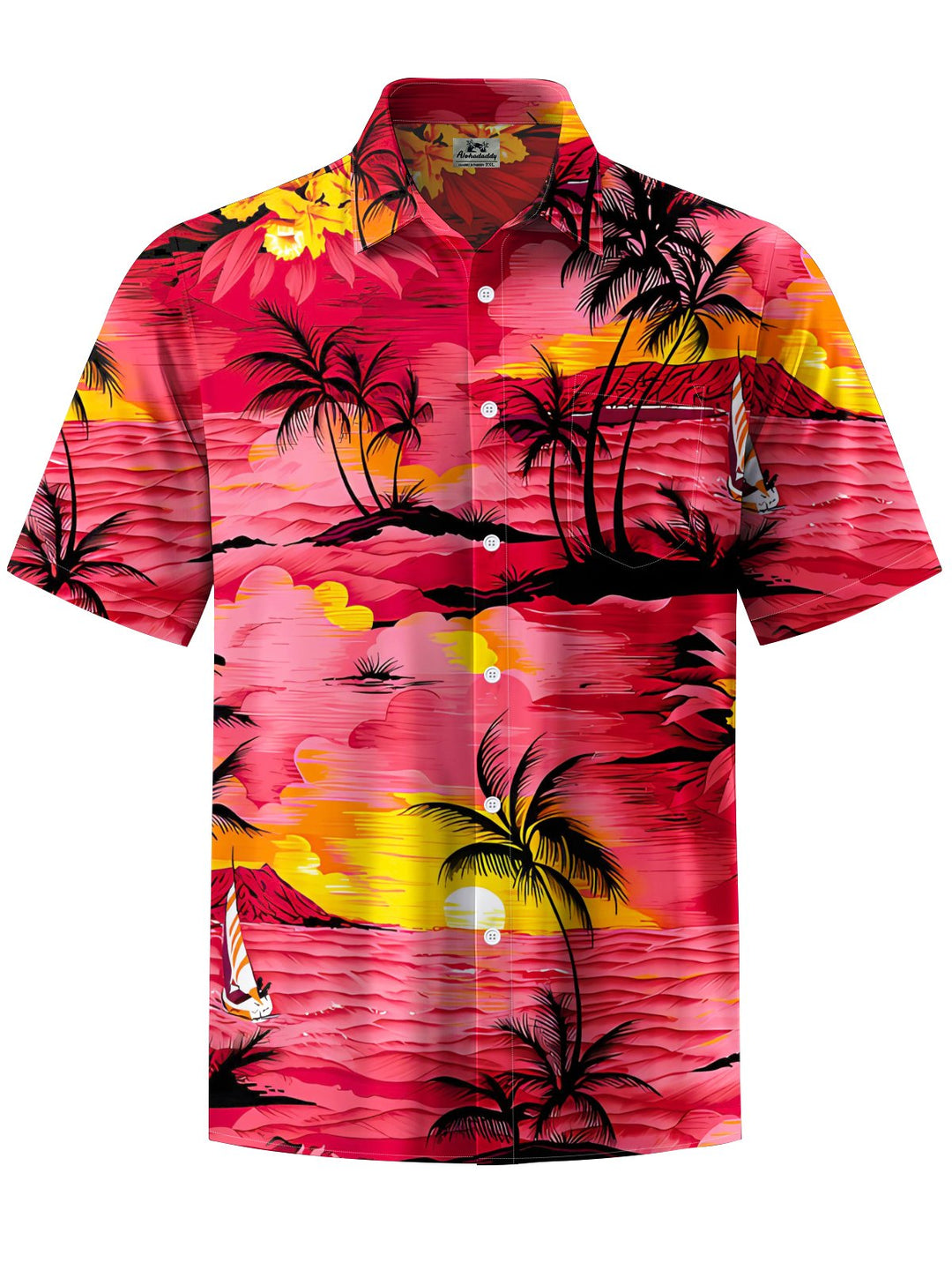 Alohadaddy® Hawaiian Palm Tree Art Print Chest Pocket Men&
