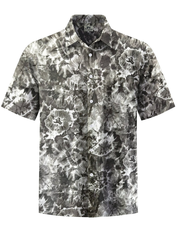 Alohadaddy® Casual Tie-Dye Art Print Moisture-Wicking Chest Pocket Men&