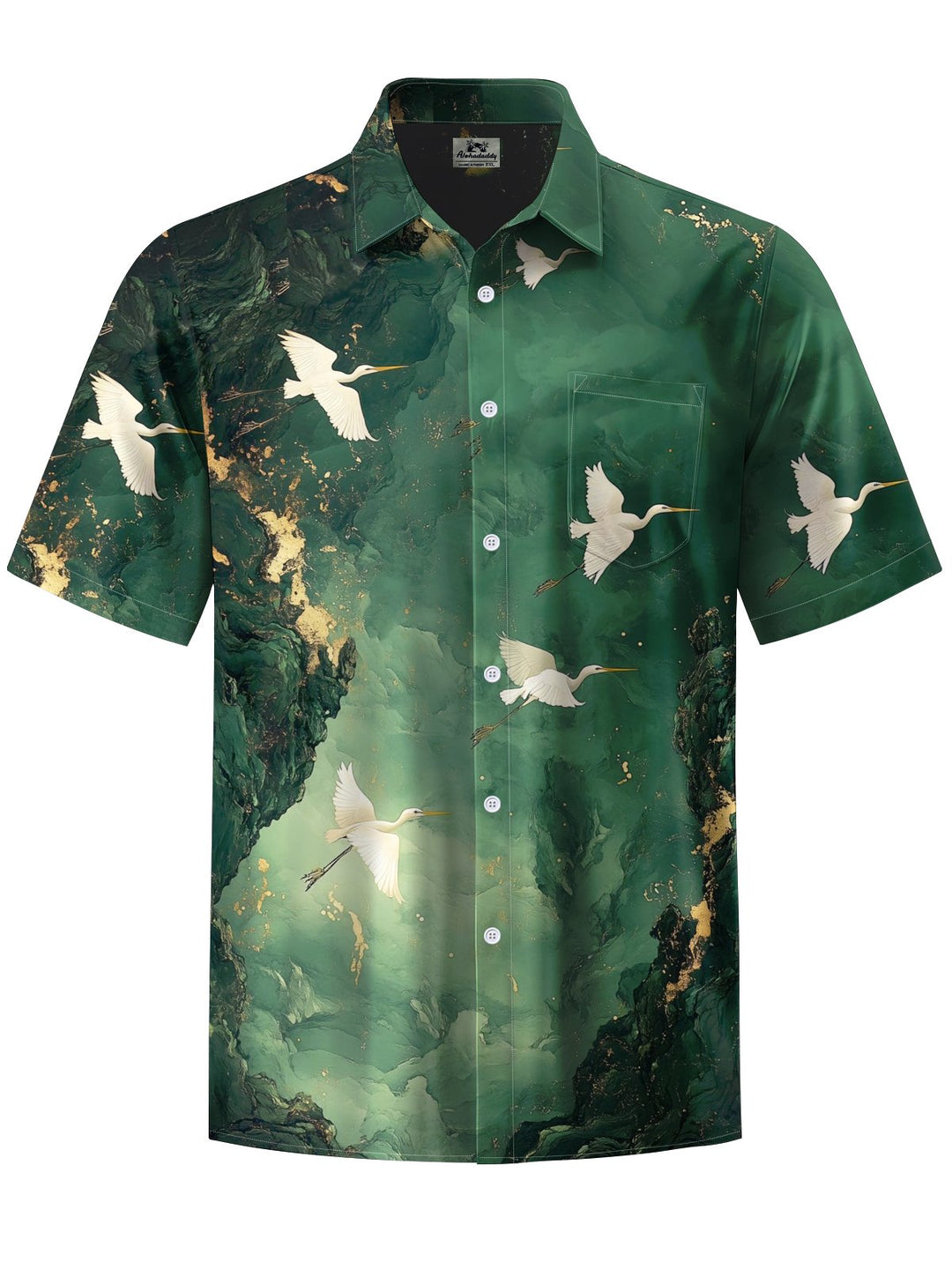 Alohadaddy® Vintage Bird Art Print Chest Pocket Men&