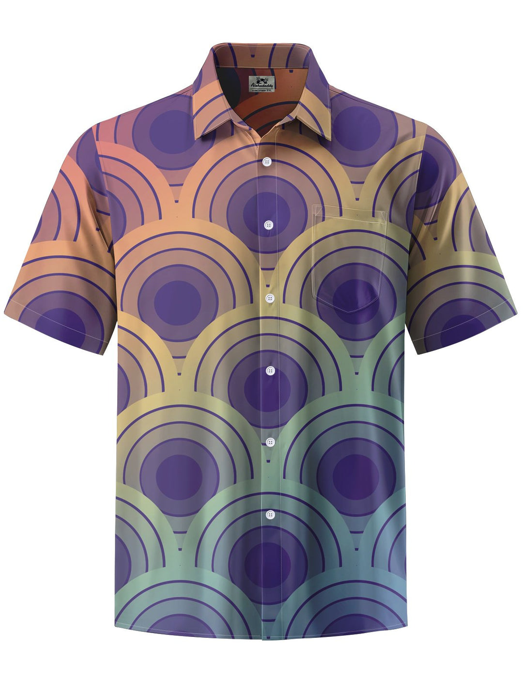 Alohadaddy® Casual Ombre Geometric Art Print Chest Pocket Men&