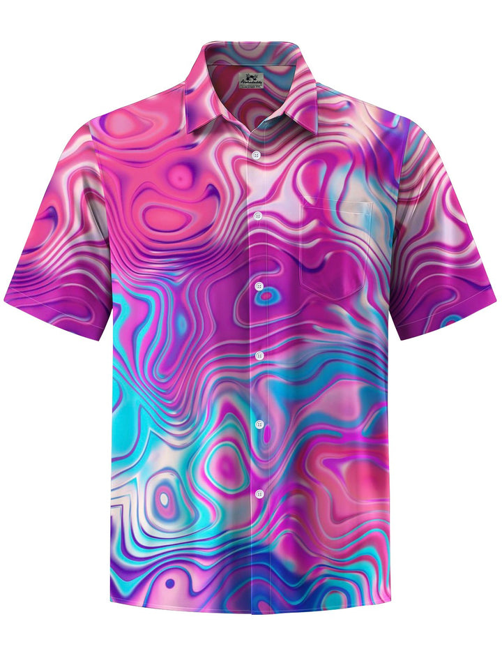 Alohadaddy® Casual Abstract Art Print Chest Pocket Stretch Men&