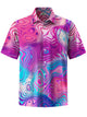 Alohadaddy® Casual Abstract Art Print Chest Pocket Stretch Men's Short Sleeve Shirt Big & Tall