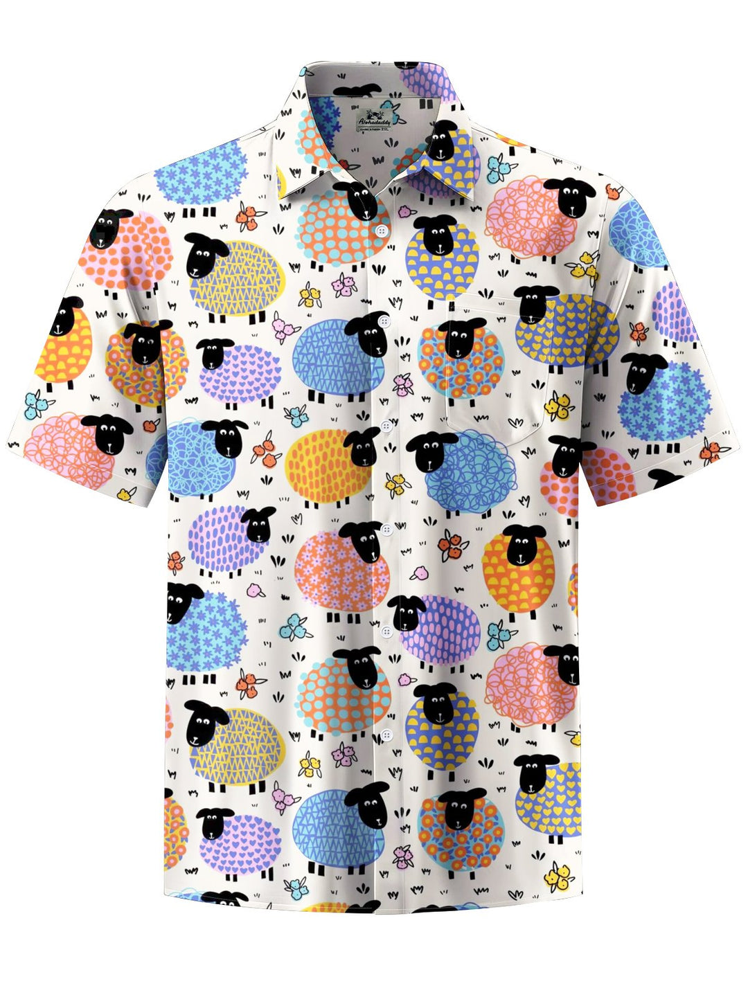 Alohadaddy® Casual Cartoon Sheep Printed Chest Pocket Men&