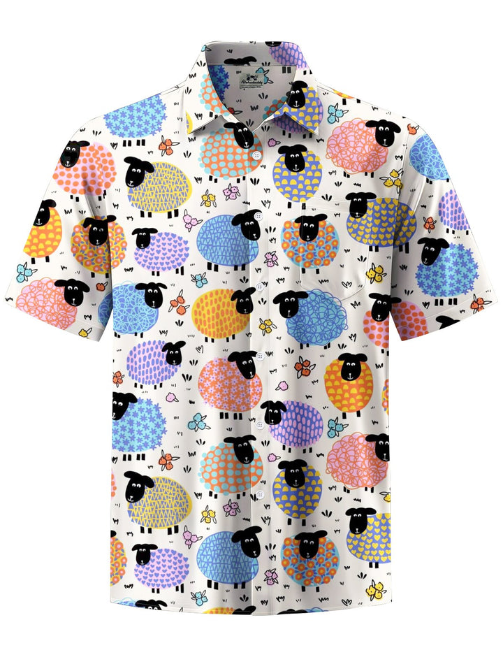 Alohadaddy® Casual Cartoon Sheep Printed Chest Pocket Men&