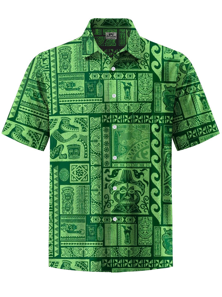 Alohadaddy® Casual Tiki Print Pocket Men&