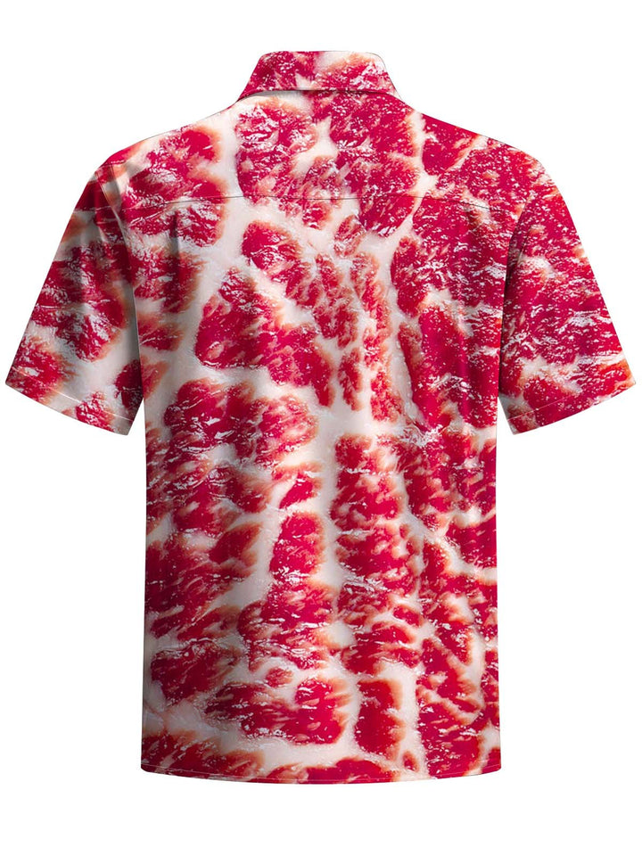 Alohadaddy® Casual Beef Marbled Art Print Chest Pocket Men&