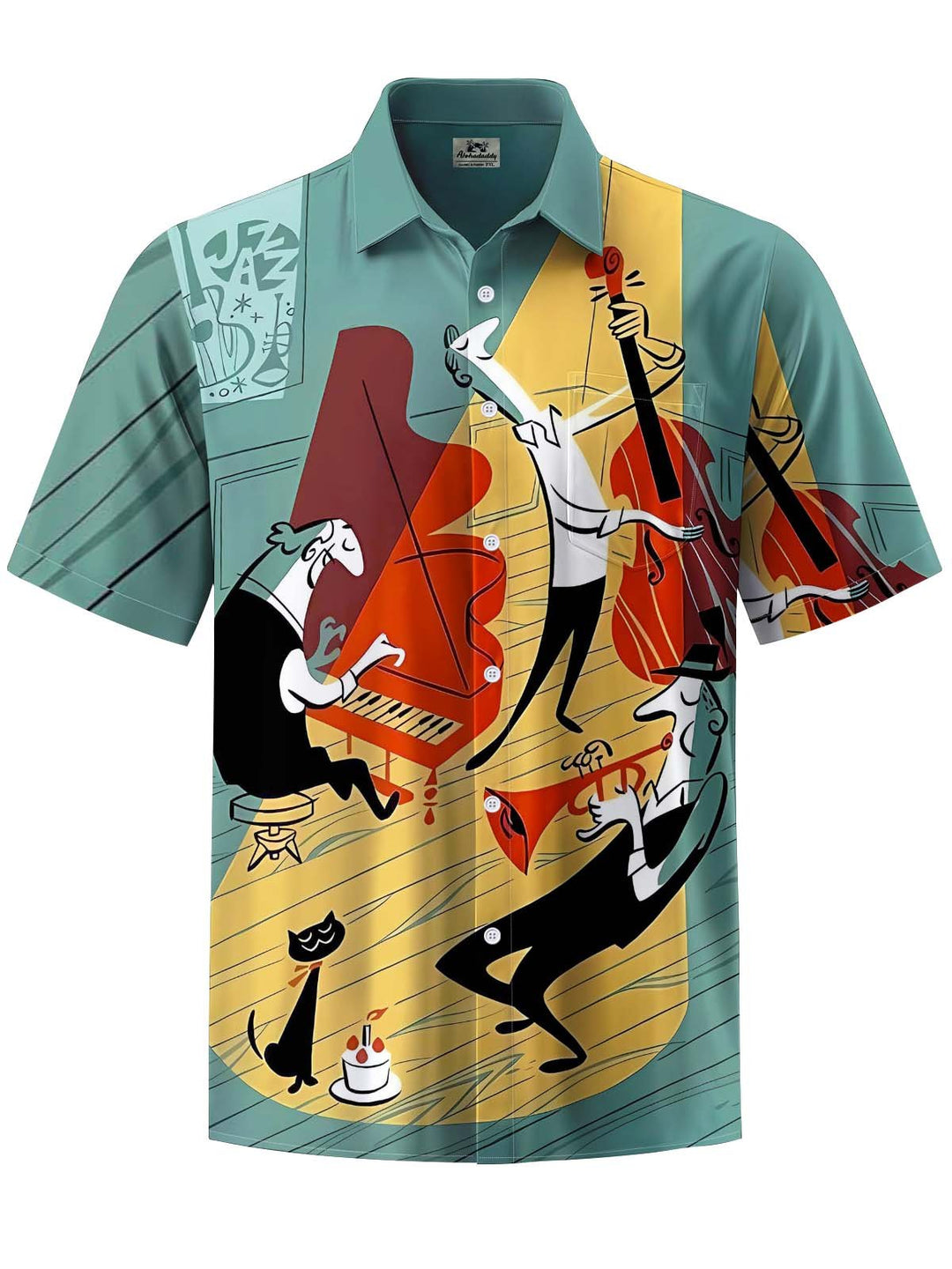 Alohadaddy® Vintage Cartoon Performance Art Print Chest Pocket Men&