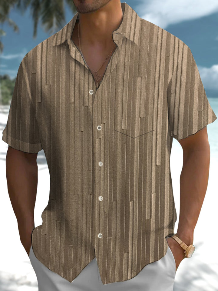Alohadaddy® Vintage Stripe Print Art Elastic Pocket Button Men&