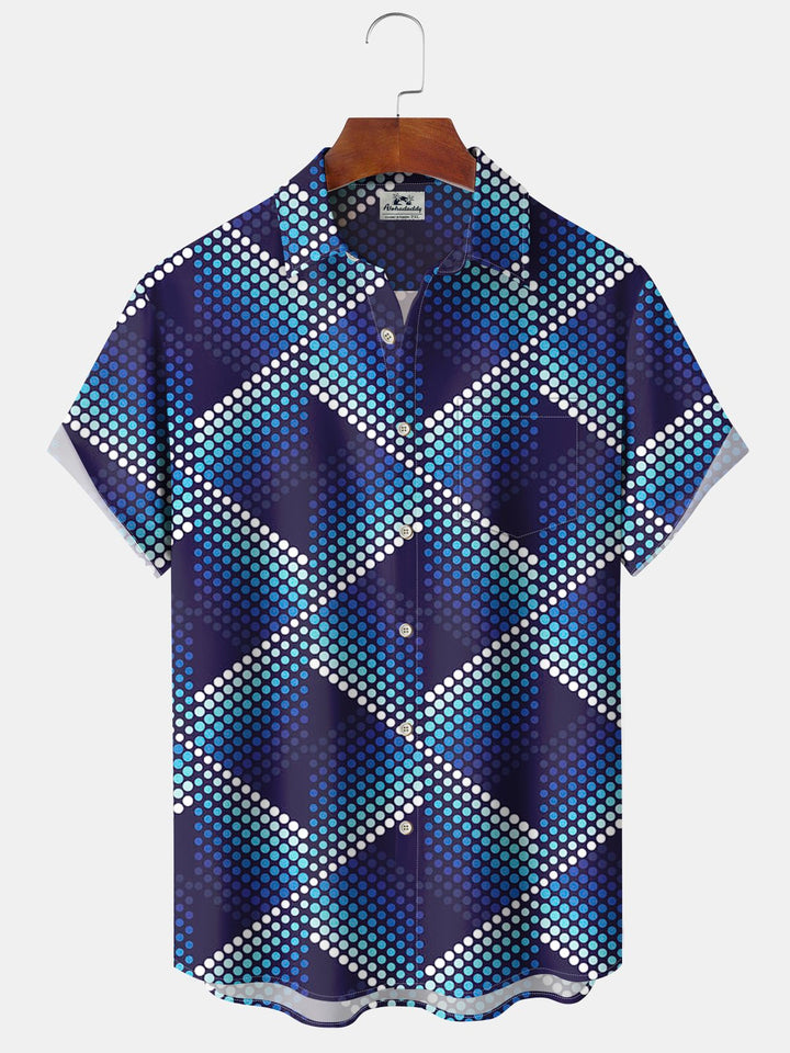 Alohadaddy® Casual Geometric Polka Dot Pocket Button Stretch Men&