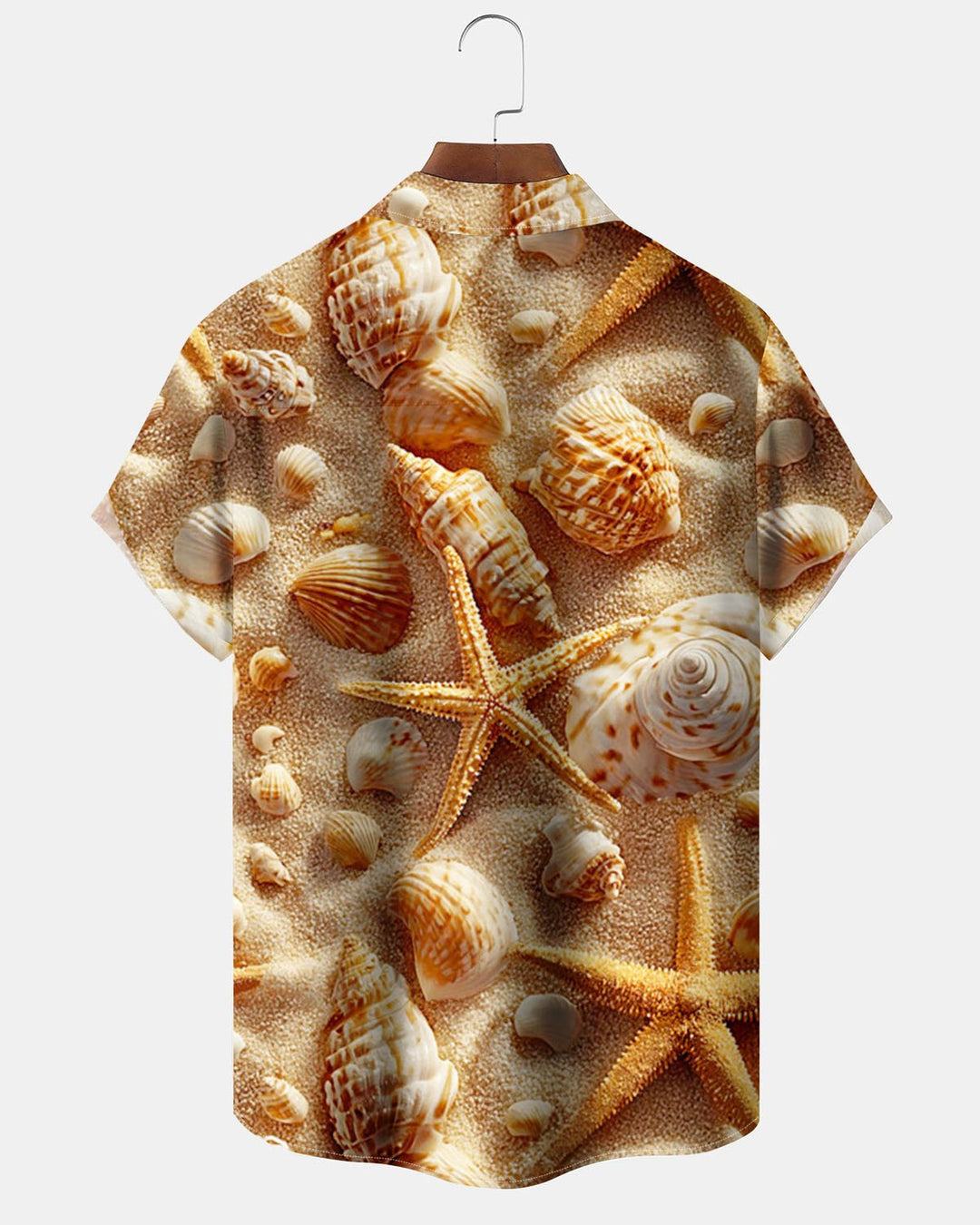 Alohadaddy® Hawaiian Beach Seashell Print Artistic Stretch Button Pocket Men&