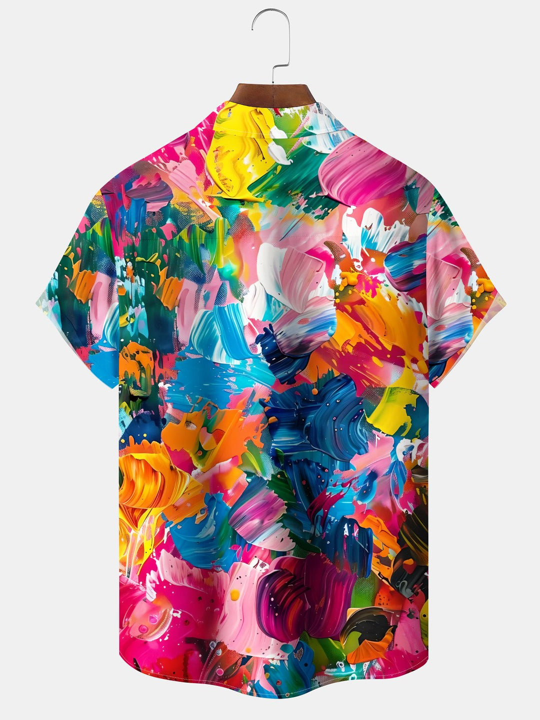 Alohadaddy Oil Painting Abstract Art Print Art Moisture Wicking Chest Pocket Hawaiian Short Sleeve Shirt