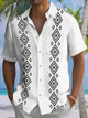 Alohadaddy® Casual Stripes Bowling Art Print Chest Pocket Large Size Long Hawaiian Men's Short Sleeve Shirt