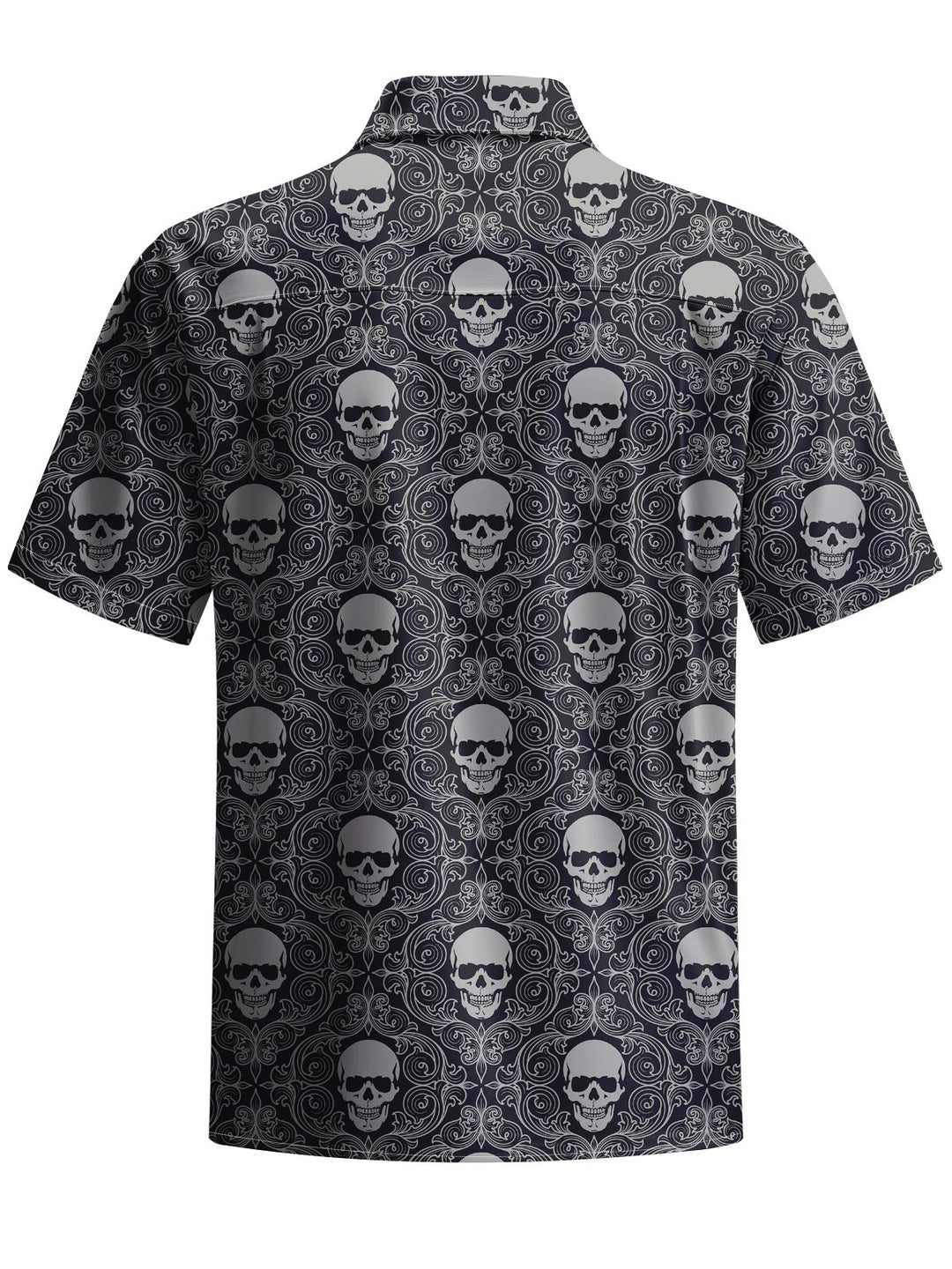 Alohadaddy® Casual Skull Print Chest Pocket Stretch Men&