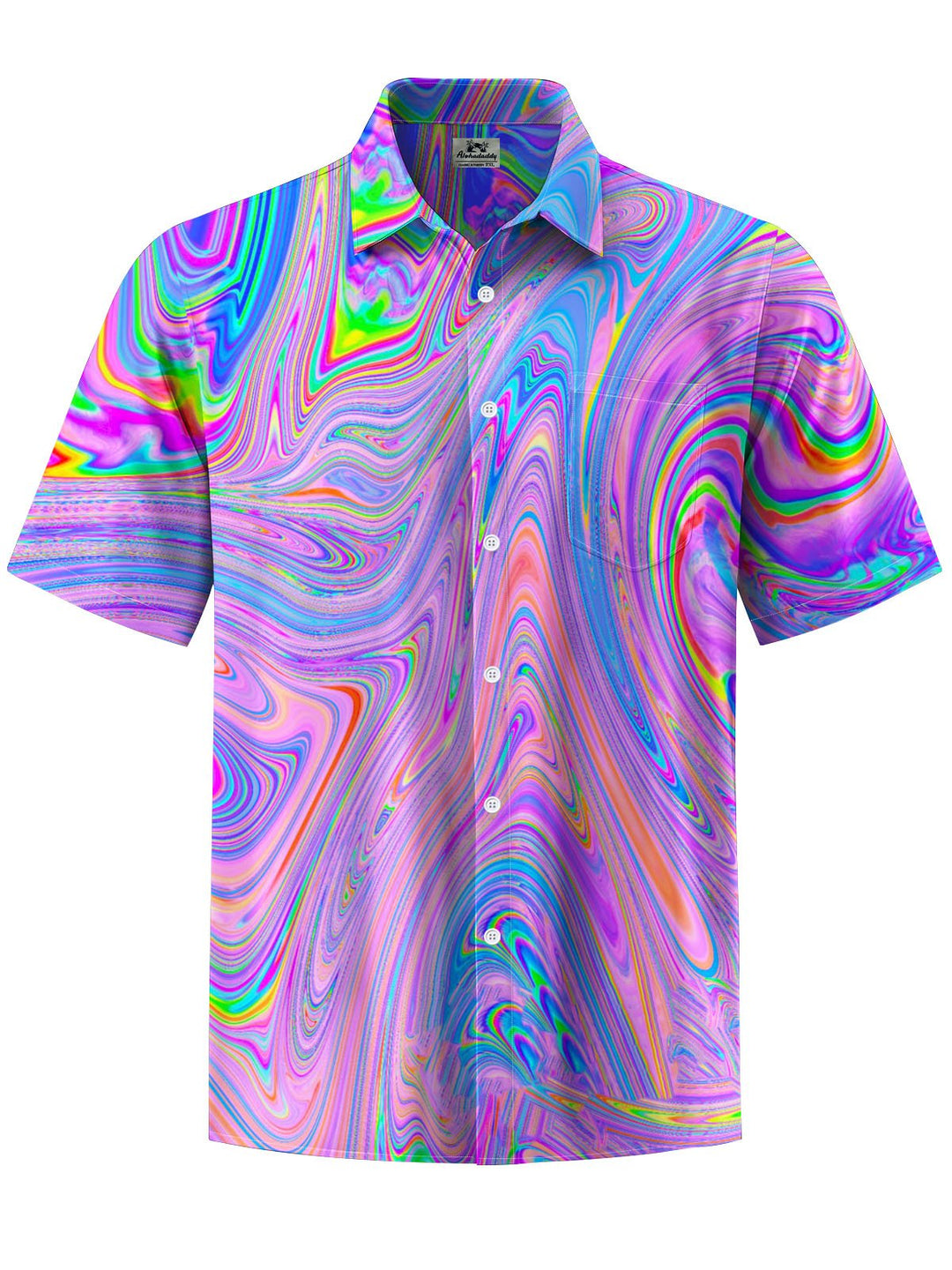 Alohadaddy® Hawaii Abstract Texture Print Chest Pocket Mens Short Sleeve Shirts Big &amp; Tall