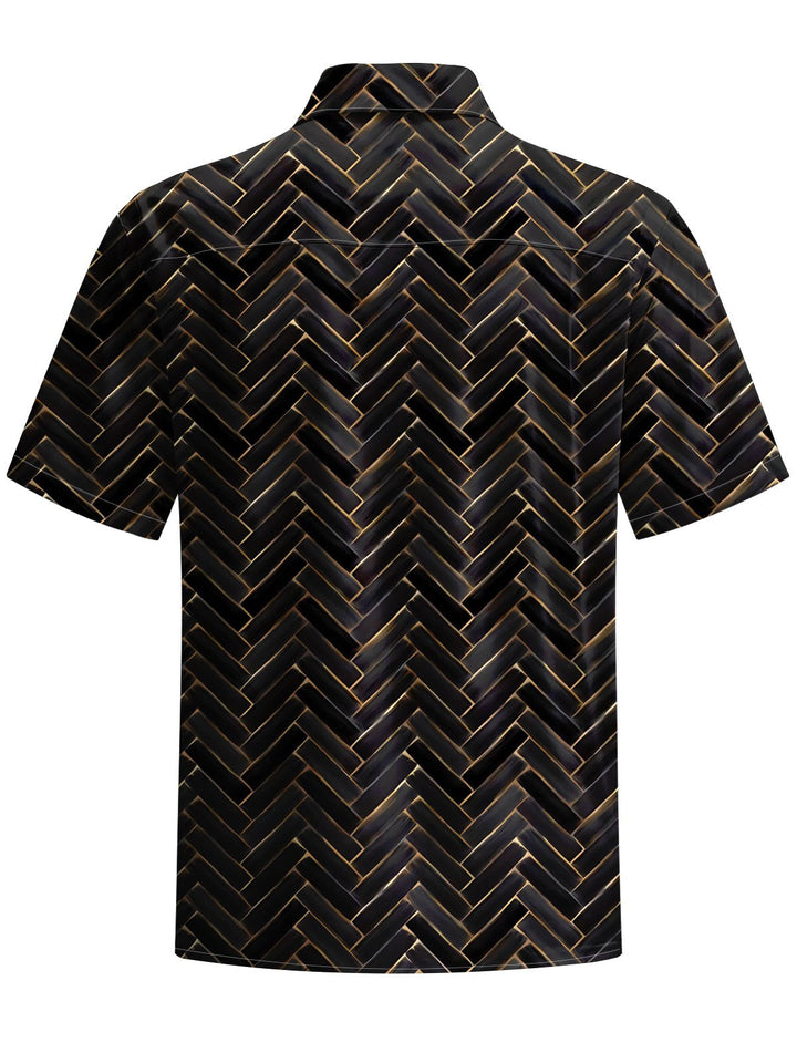 Alohadaddy® Vintage Geometric Print Chest Pocket Men&