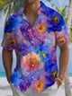 Alohadaddy® Hawaiian Flowers Art Print Chest Pocket Mens Short Sleeve Shirt Big & Tall