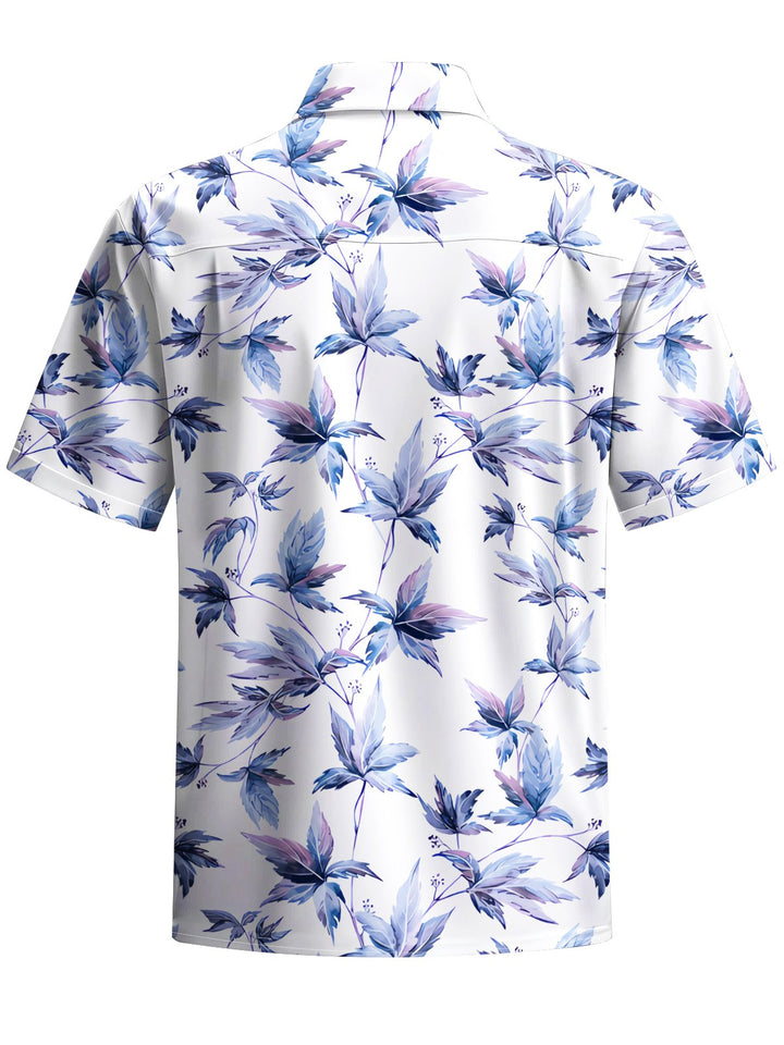 Alohadaddy® Hawaiian Leaves Art Print Chest Pocket Mens Short Sleeve Shirt Big &amp; Tall