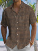 Alohadaddy® Vintage Striped Art Print Chest Pocket Men's Short Sleeve Shirt Big & Tall