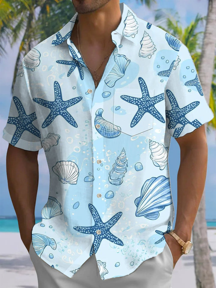 Alohadaddy® Hawaiian Starfish Shell Print Art Men&