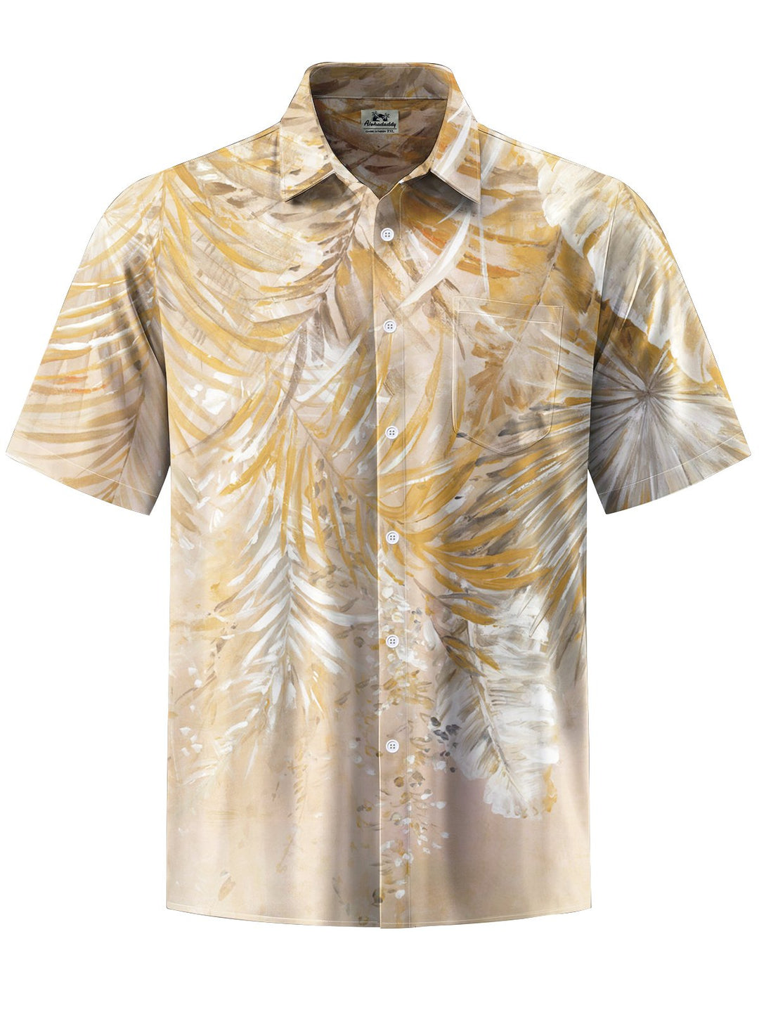 Alohadaddy® Hawaiian Palm Leaf Art Print Chest Pocket Mens Short Sleeve Shirt Big &amp; Tall