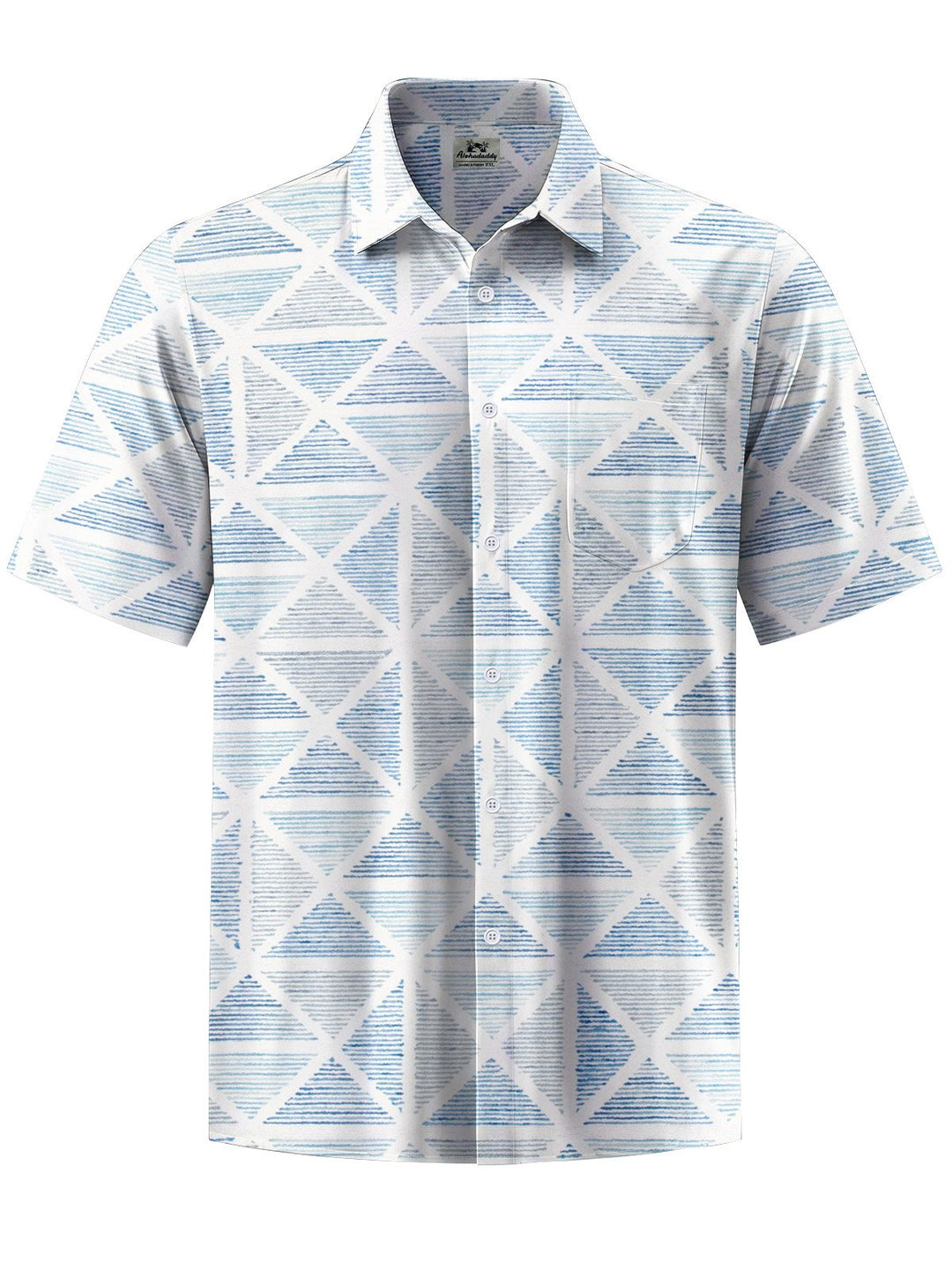 Alohadaddy® Casual Geometric Art Print Chest Pocket Men&