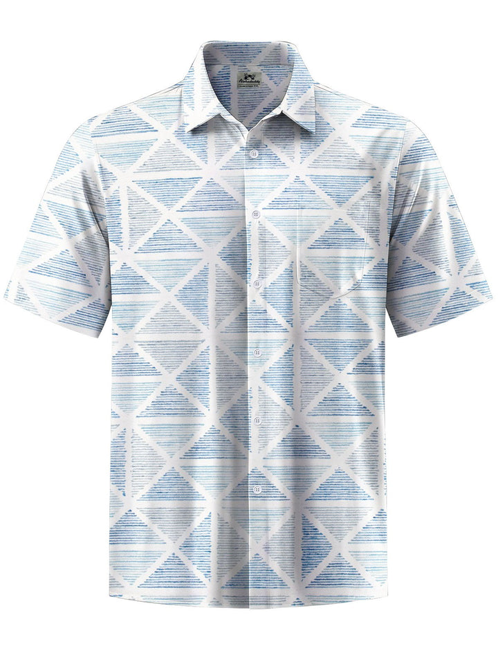 Alohadaddy® Casual Geometric Art Print Chest Pocket Men&