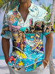 Alohadaddy® Hawaiian Surf Art Print Chest Pocket Men's Short Sleeve Shirt Big & Tall