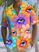 Alohadaddy® Hawaiian floral eye print chest pocket men's short sleeve shirt Big & Tall