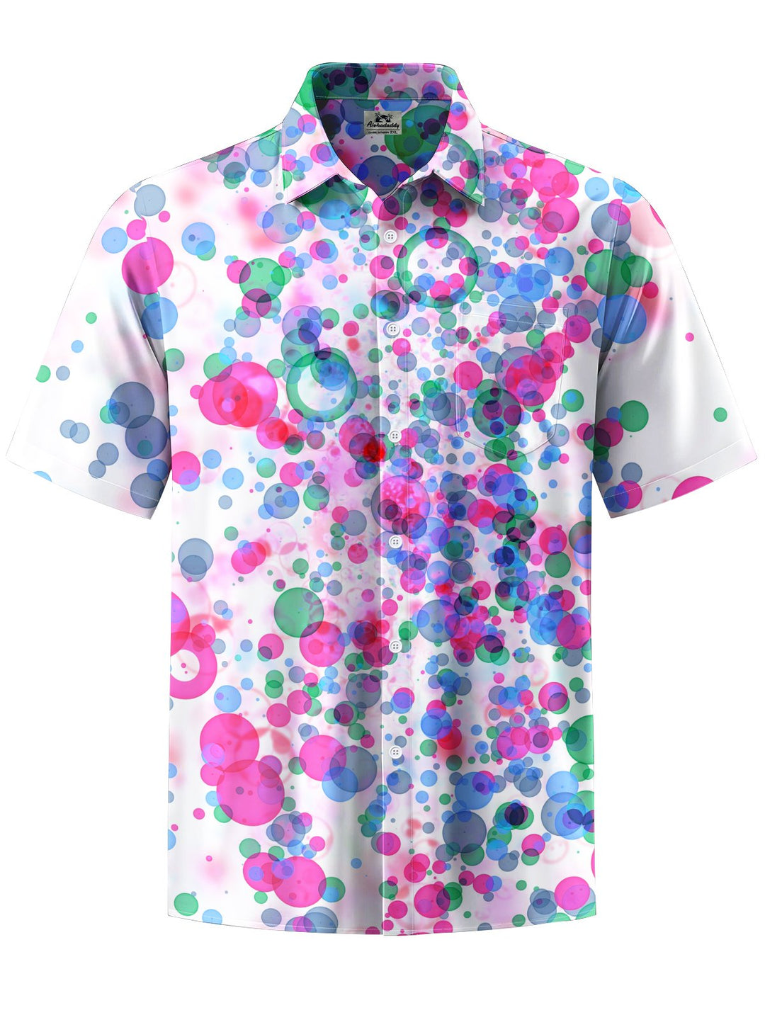 Alohadaddy® Casual Geometric Bubble Art Print Chest Pocket Men&