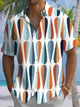 Alohadaddy® Men's Casual Geometric Art Print Moisture-Wicking Chest Pocket Short Sleeve Shirt Big & Tall