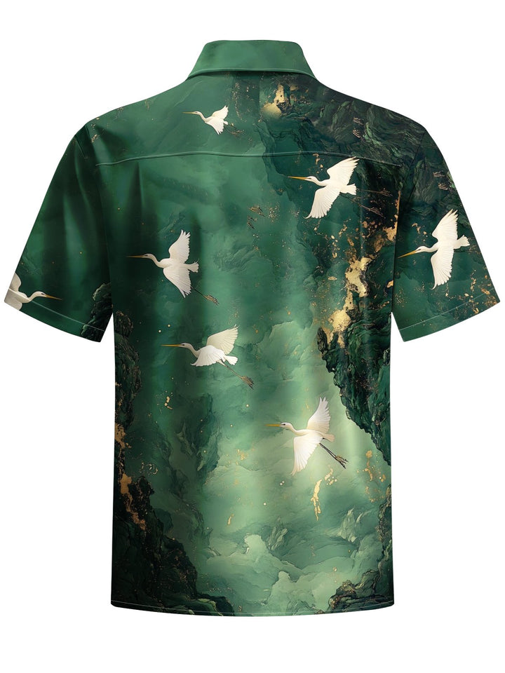 Alohadaddy® Vintage Bird Art Print Chest Pocket Men&