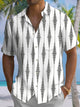 Alohadaddy® Casual Stripe Geometric Art Print Chest Pocket Men's Short Sleeve Shirt Big & Tall