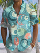 Alohadaddy® Vintage Geometric Art Print Chest Pocket Men's Short Sleeve Shirt Big & Tall