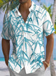 Alohadaddy® Men's Casual Bamboo Leaf Art Print Chest Pocket Short Sleeve Shirt Big & Tall
