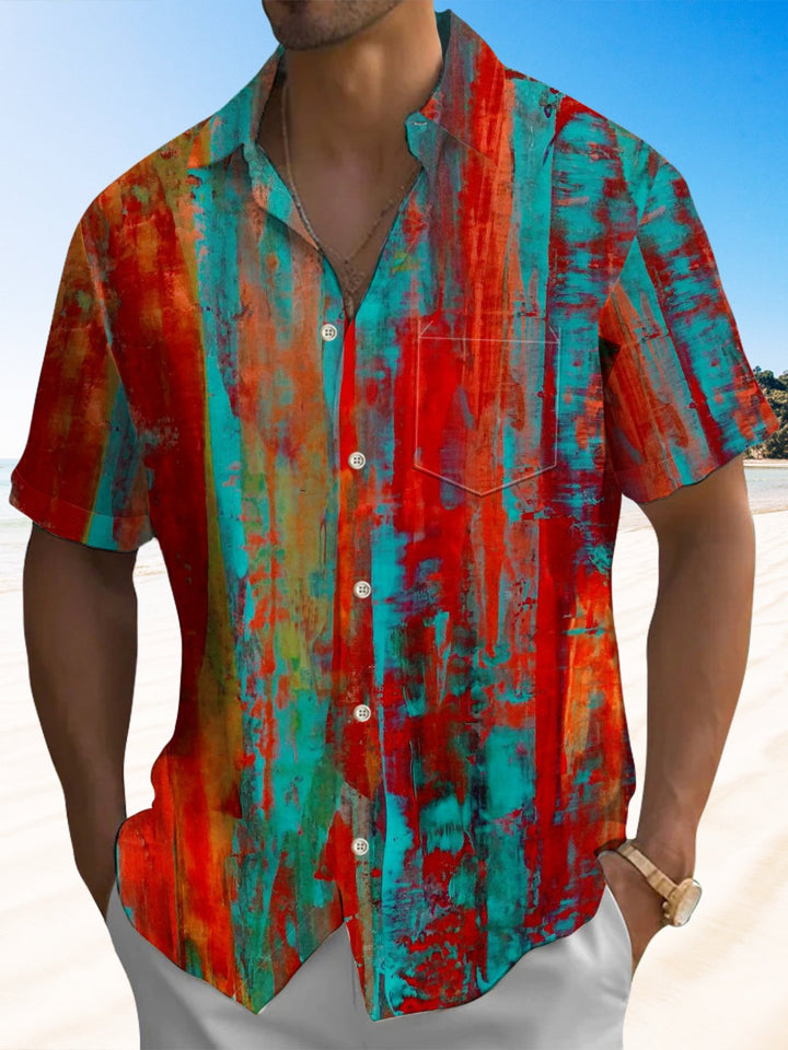 Alohadaddy® Vintage Abstract Art Printed Art Chest Pocket Men&