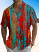Alohadaddy® Vintage Abstract Art Printed Art Chest Pocket Men's Short Sleeve Shirt Big & Tall